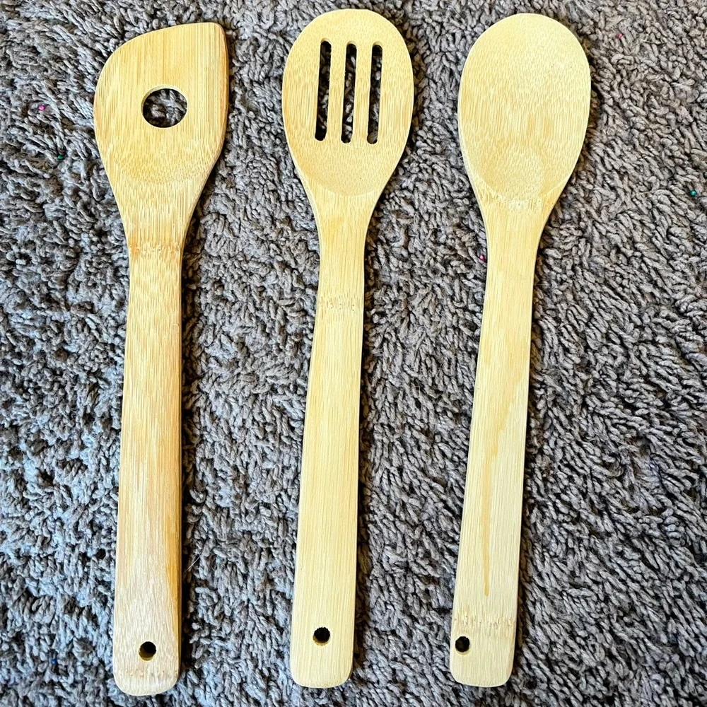 Set of 3 wooden Spoons & Spatula
